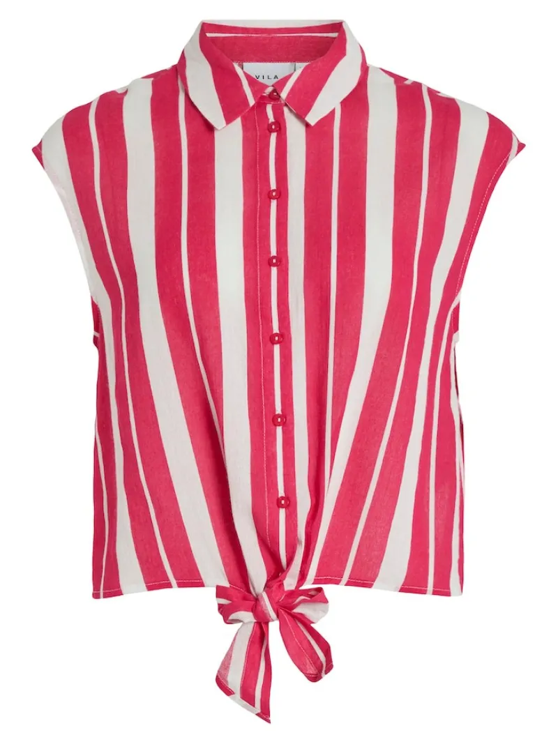 Vila Blusen*VILULLY S/L TIE TOP pink yarrow