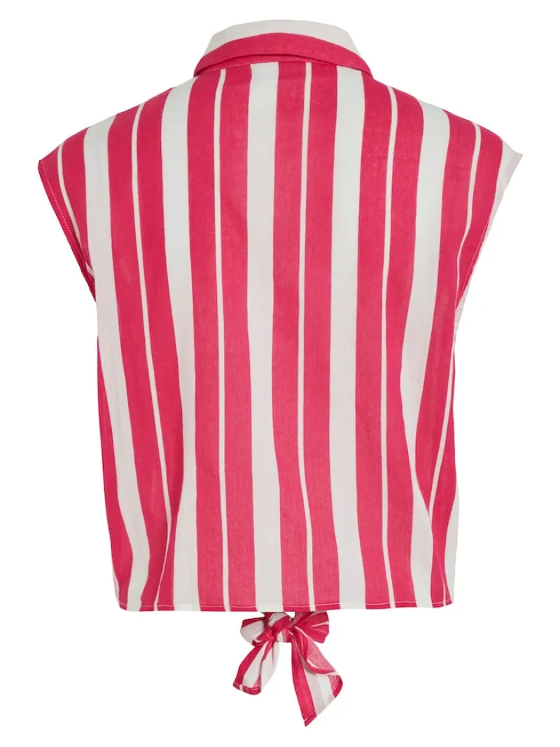 Vila Blusen*VILULLY S/L TIE TOP pink yarrow