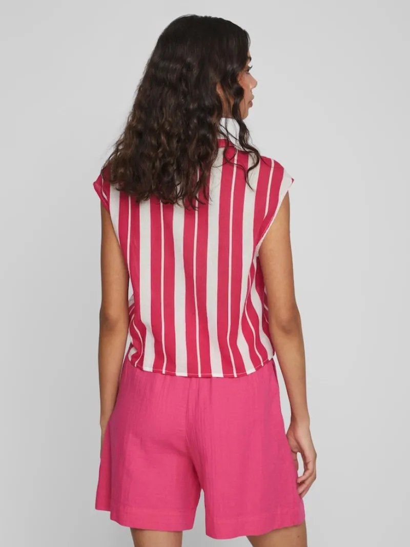 Vila Blusen*VILULLY S/L TIE TOP pink yarrow