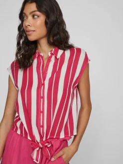 Vila Blusen*VILULLY S/L TIE TOP pink yarrow