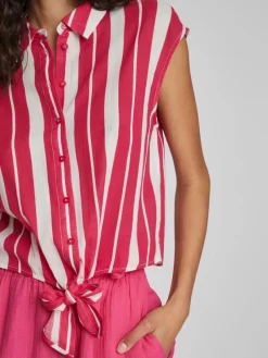 Vila Blusen*VILULLY S/L TIE TOP pink yarrow