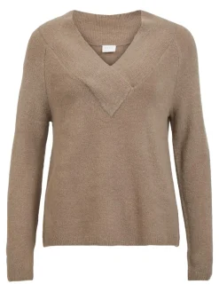 Vila Pullover & Sweatshirts*VIMADELIA V-NECK L/S KNIT TOP - NOOS fungi