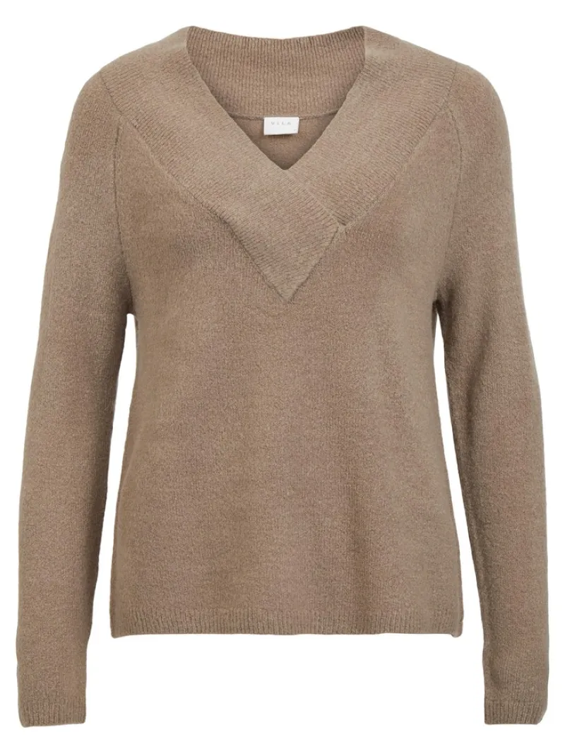 Vila Pullover & Sweatshirts*VIMADELIA V-NECK L/S KNIT TOP - NOOS fungi