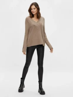 Vila Pullover & Sweatshirts*VIMADELIA V-NECK L/S KNIT TOP - NOOS fungi