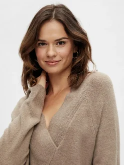 Vila Pullover & Sweatshirts*VIMADELIA V-NECK L/S KNIT TOP - NOOS fungi