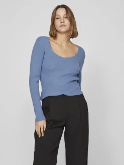 Vila Pullover & Sweatshirts*VIMAXINIA L/S SQUARE-NECK KNIT TOP coronet blue
