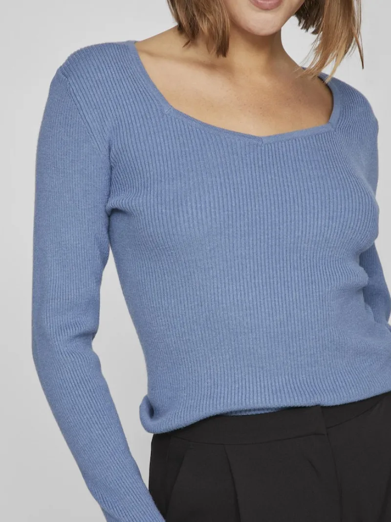Vila Pullover & Sweatshirts*VIMAXINIA L/S SQUARE-NECK KNIT TOP coronet blue