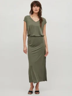 Vila Shirts*VIMODALA V-NECK S/S TOP/SU - NOOS Four Leaf Clover