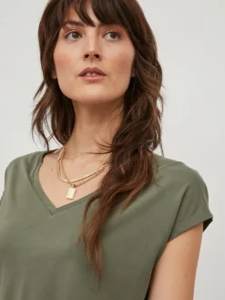 Vila Shirts*VIMODALA V-NECK S/S TOP/SU - NOOS Four Leaf Clover