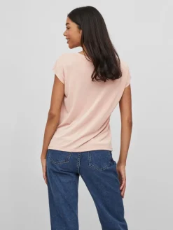 Vila Shirts*VIMODALA V-NECK S/S TOP/SU - NOOS Misty Rose