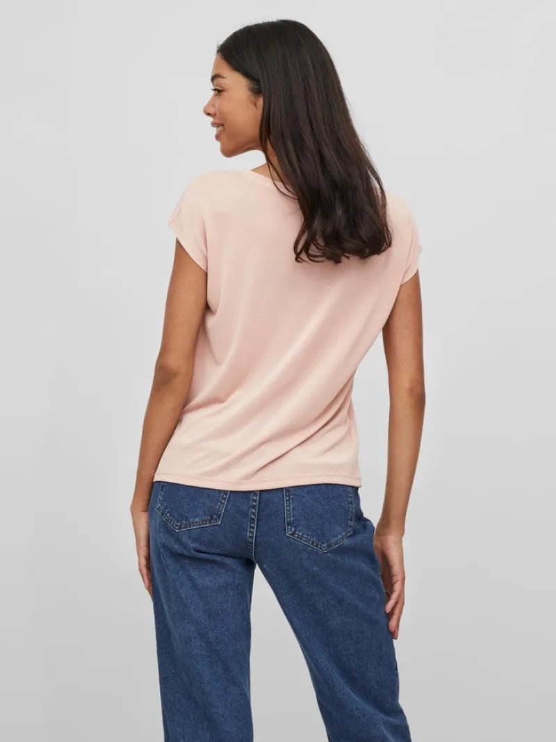 Vila Shirts*VIMODALA V-NECK S/S TOP/SU - NOOS Misty Rose