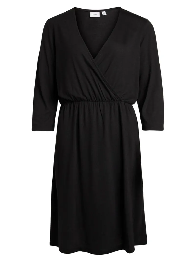 Vila Kleider*VIMOONEY 3/4 WRAP DRESS Black