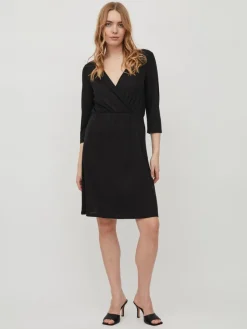 Vila Kleider*VIMOONEY 3/4 WRAP DRESS Black