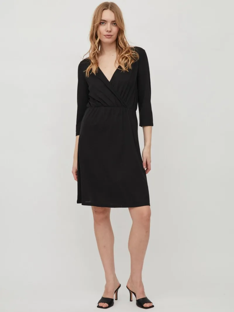 Vila Kleider*VIMOONEY 3/4 WRAP DRESS Black