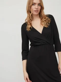 Vila Kleider*VIMOONEY 3/4 WRAP DRESS Black