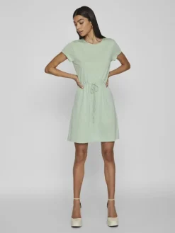Vila Kleider*VIMOONEY S/S STRING DRESS /1/KA Cameo Green