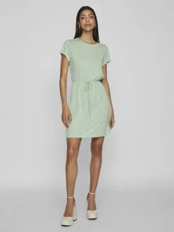 Vila Kleider*VIMOONEY S/S STRING DRESS /1/KA Cameo Green