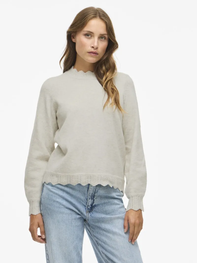 Vila Pullover & Sweatshirts*VINIKOLINA O-NECK L/S KNIT TOP - NOOS Super Light Natural Melan