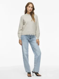 Vila Pullover & Sweatshirts*VINIKOLINA O-NECK L/S KNIT TOP - NOOS Super Light Natural Melan