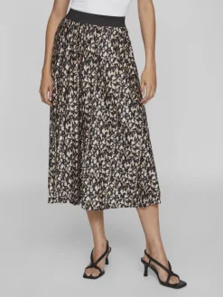 Vila Röcke*VINITBAN PRINT MIDI SKIRT - NOOS black1