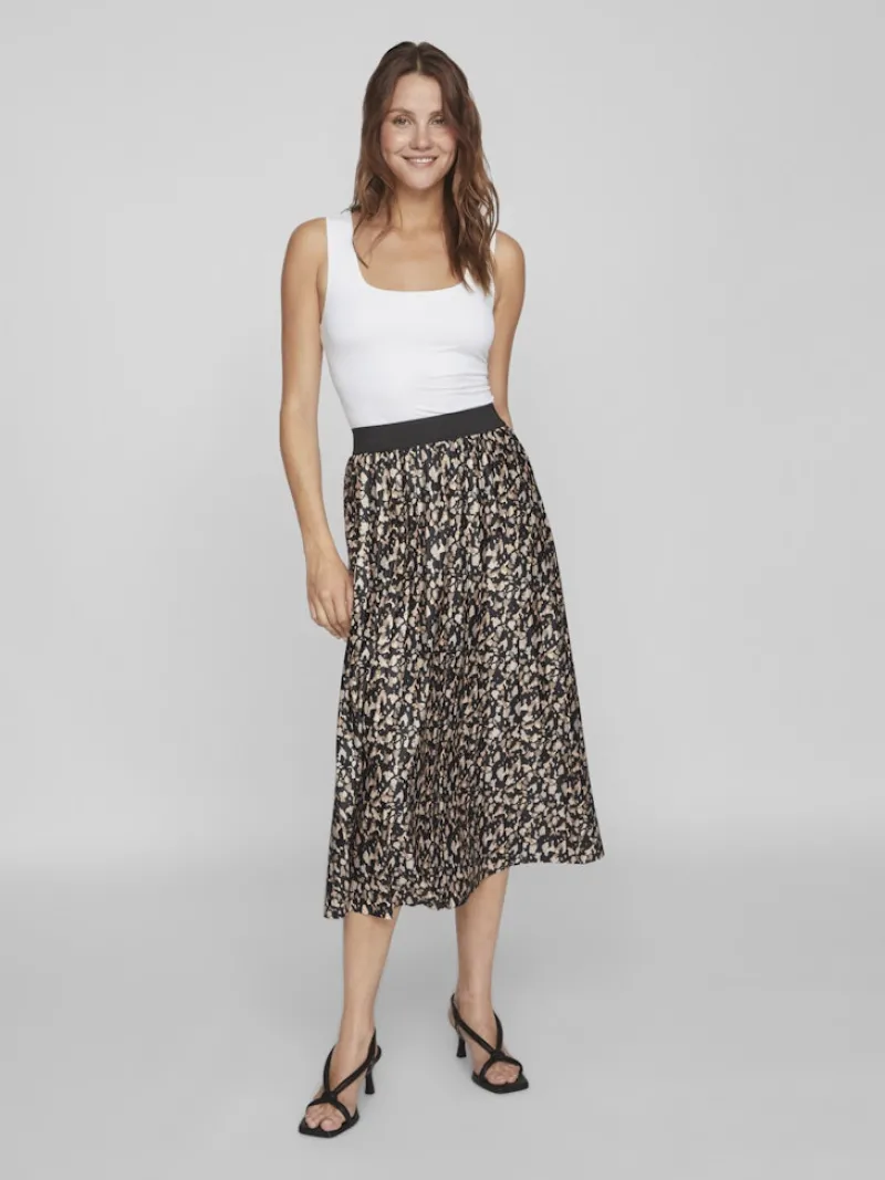 Vila Röcke*VINITBAN PRINT MIDI SKIRT - NOOS black1