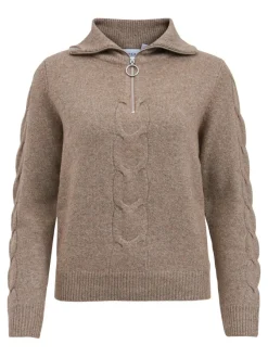 Vila Pullover & Sweatshirts*VIOALY L/S ZIPPER KNIT TOP/SU/PB Portabella