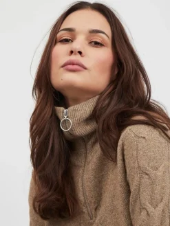 Vila Pullover & Sweatshirts*VIOALY L/S ZIPPER KNIT TOP/SU/PB Portabella