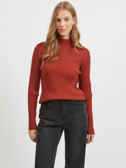 Vila Pullover & Sweatshirts*VIOLIVI FUNNELNECK L/S KNIT TOP/SU burnt henna