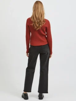 Vila Pullover & Sweatshirts*VIOLIVI FUNNELNECK L/S KNIT TOP/SU burnt henna