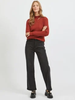 Vila Pullover & Sweatshirts*VIOLIVI FUNNELNECK L/S KNIT TOP/SU burnt henna