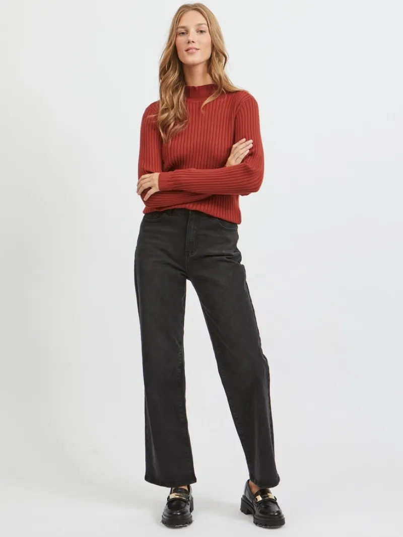 Vila Pullover & Sweatshirts*VIOLIVI FUNNELNECK L/S KNIT TOP/SU burnt henna