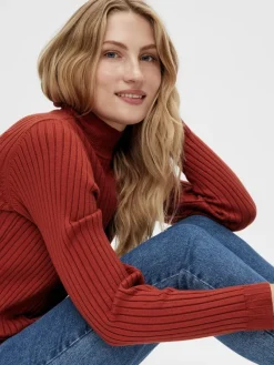 Vila Pullover & Sweatshirts*VIOLIVI FUNNELNECK L/S KNIT TOP/SU burnt henna