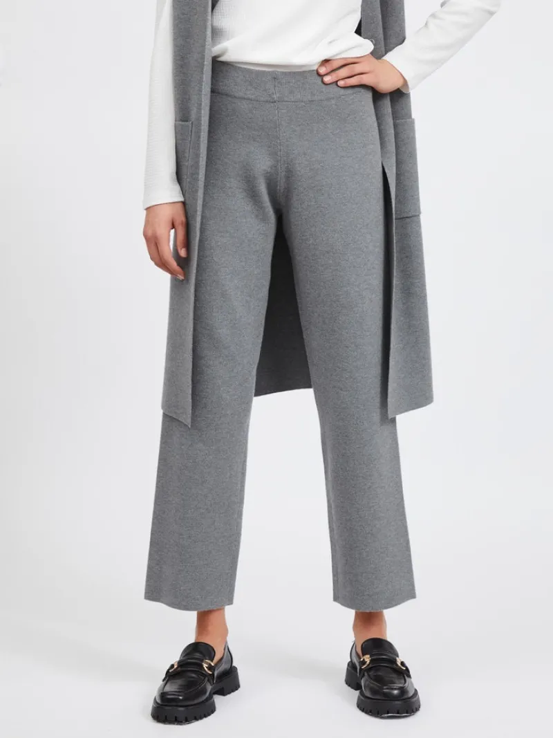 Vila Hosen*VIOLIVIE RW 7/8 KNIT PANT/SU Medium Grey Melange