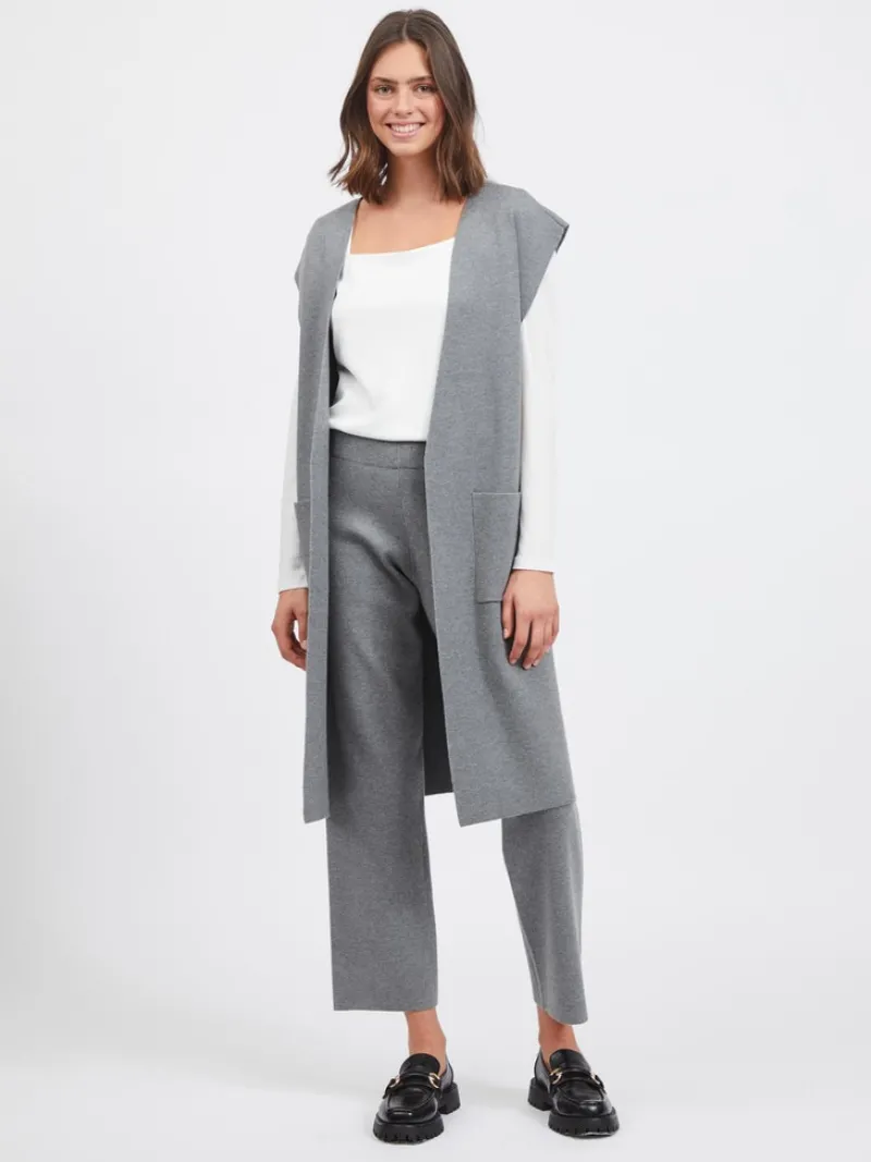 Vila Hosen*VIOLIVIE RW 7/8 KNIT PANT/SU Medium Grey Melange