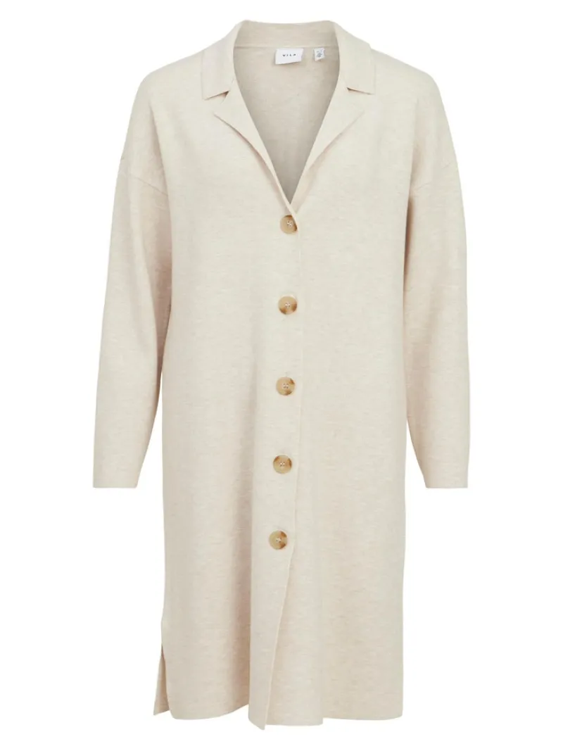 Vila Pullover & Sweatshirts*VIOLIVINJA L/S LONG KNIT COATIGAN/SU Super Light Natural Melan