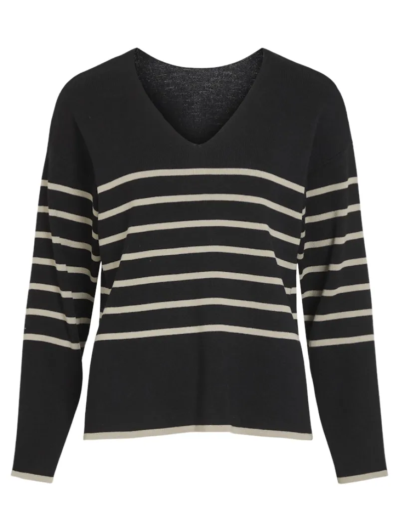 Vila Pullover & Sweatshirts*VIOSTRIA V-NECK L/S REV TOP-NOOS black beauty