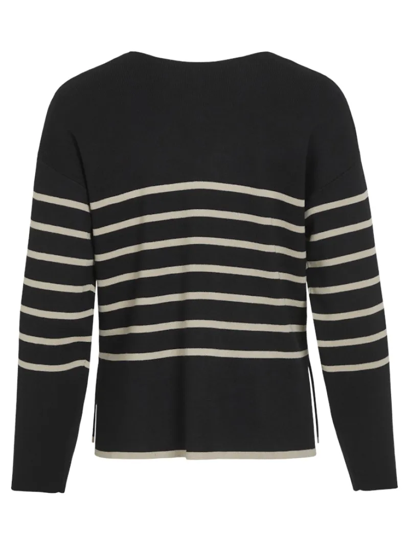 Vila Pullover & Sweatshirts*VIOSTRIA V-NECK L/S REV TOP-NOOS black beauty