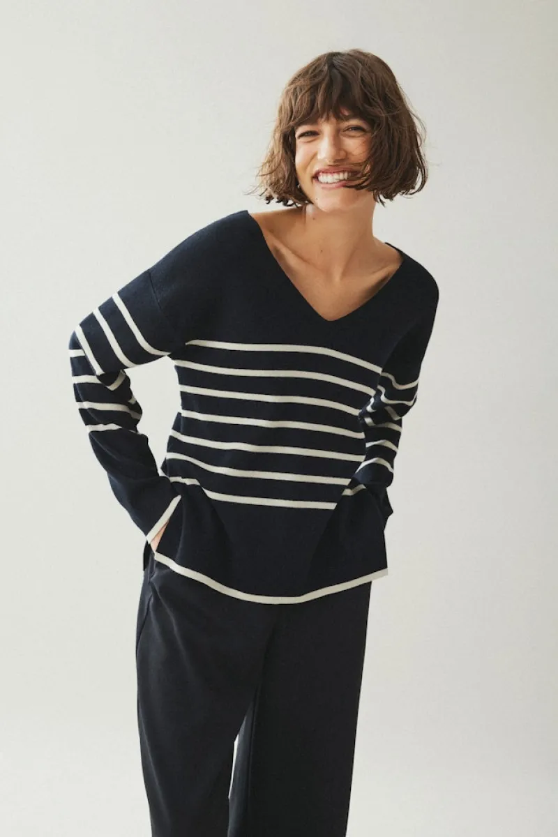 Vila Pullover & Sweatshirts*VIOSTRIA V-NECK L/S REV TOP-NOOS black beauty