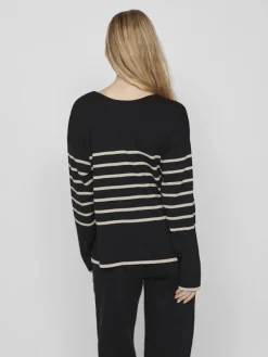 Vila Pullover & Sweatshirts*VIOSTRIA V-NECK L/S REV TOP-NOOS black beauty