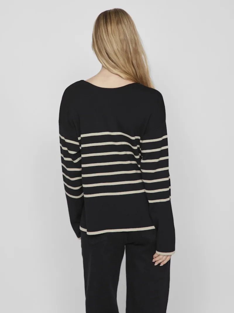 Vila Pullover & Sweatshirts*VIOSTRIA V-NECK L/S REV TOP-NOOS black beauty