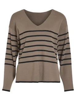 Vila Pullover & Sweatshirts*VIOSTRIA V-NECK L/S REV TOP-NOOS Fossil