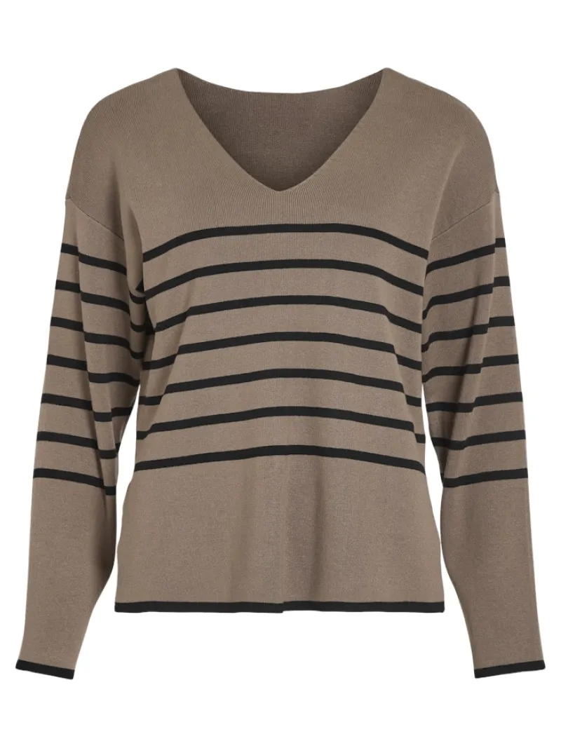 Vila Pullover & Sweatshirts*VIOSTRIA V-NECK L/S REV TOP-NOOS Fossil