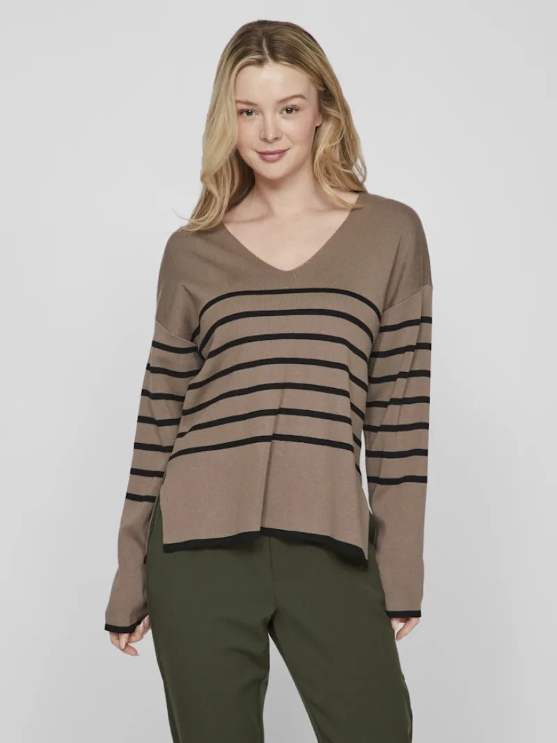 Vila Pullover & Sweatshirts*VIOSTRIA V-NECK L/S REV TOP-NOOS Fossil