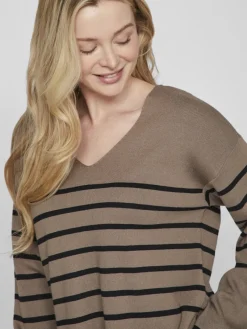 Vila Pullover & Sweatshirts*VIOSTRIA V-NECK L/S REV TOP-NOOS Fossil
