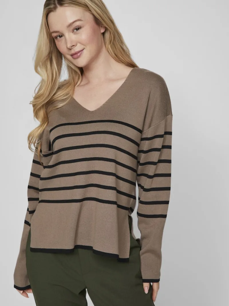 Vila Pullover & Sweatshirts*VIOSTRIA V-NECK L/S REV TOP-NOOS Fossil