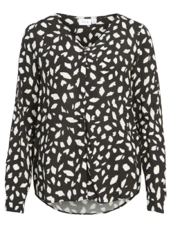 Vila Blusen*VIPAYA V-NECK L/S SHIRT - NOOS Black-Ckicka