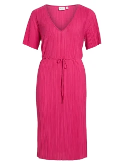 Vila Kleider*VIPLISA V-NECK S/S DRESS/SU/VOL pink yarrow