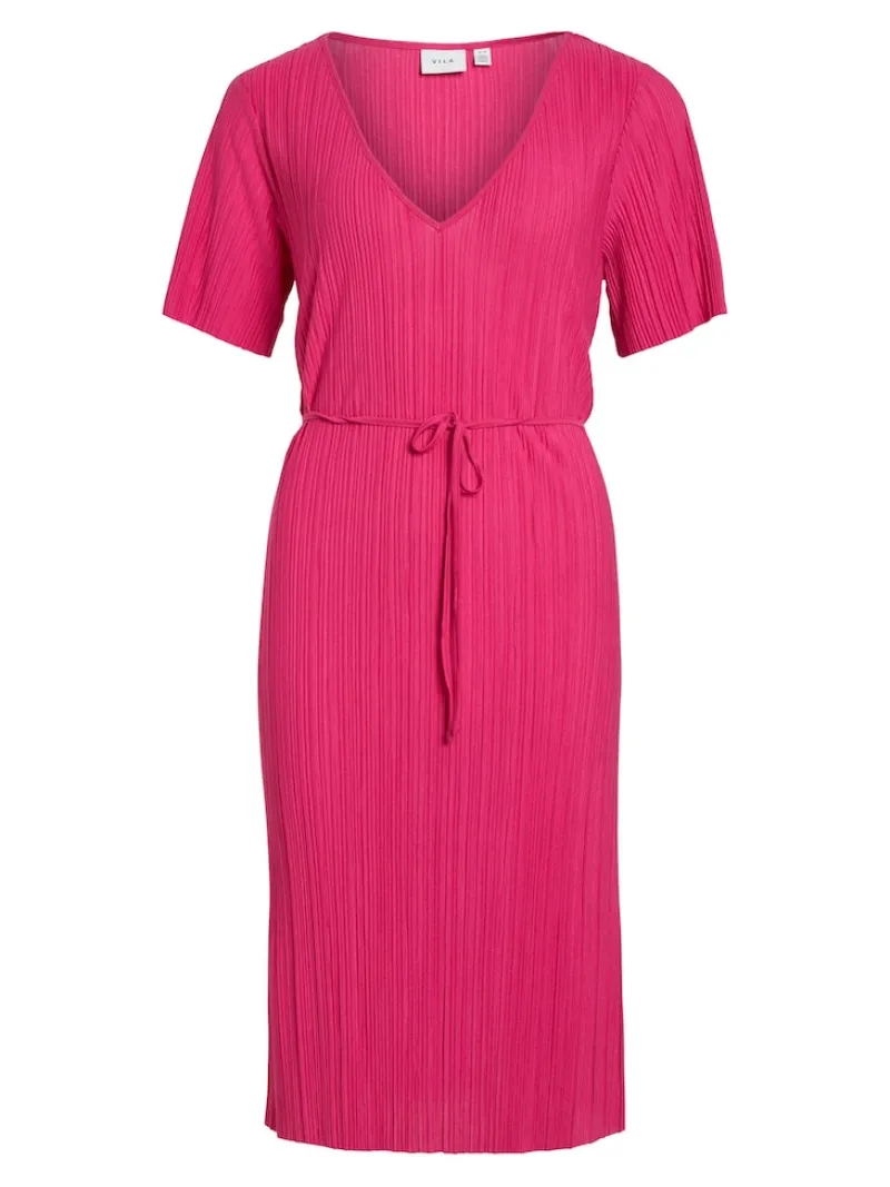 Vila Kleider*VIPLISA V-NECK S/S DRESS/SU/VOL pink yarrow