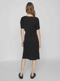 Vila Kleider*VIPLISA V-NECK S/S DRESS/SU/VOL Black