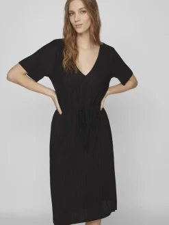 Vila Kleider*VIPLISA V-NECK S/S DRESS/SU/VOL Black